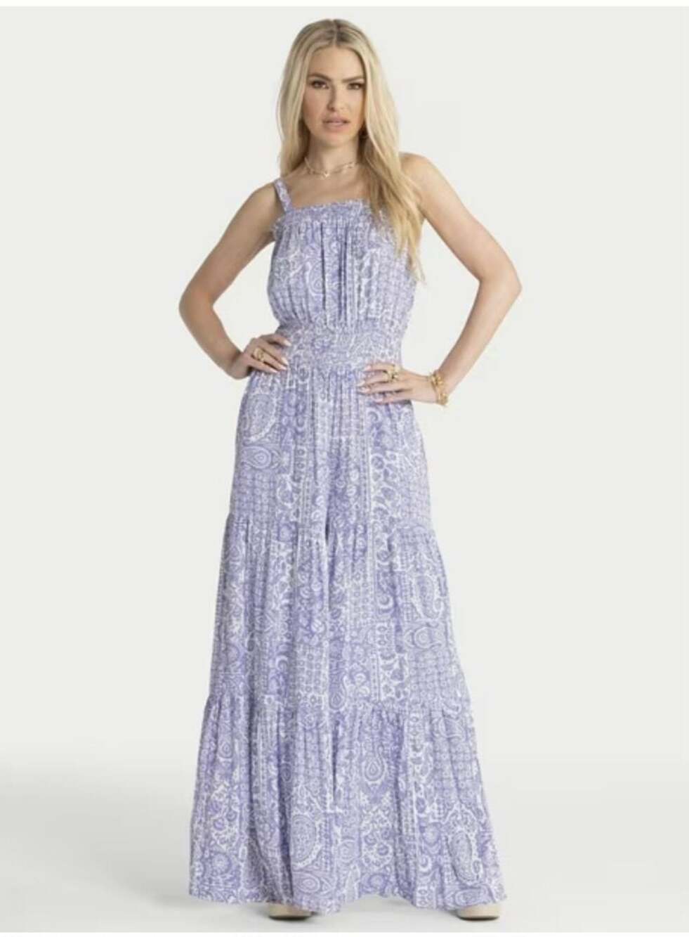 Jessica Simpson Women's Delene Smocked Wide Leg Jumpsuit, Sz XS